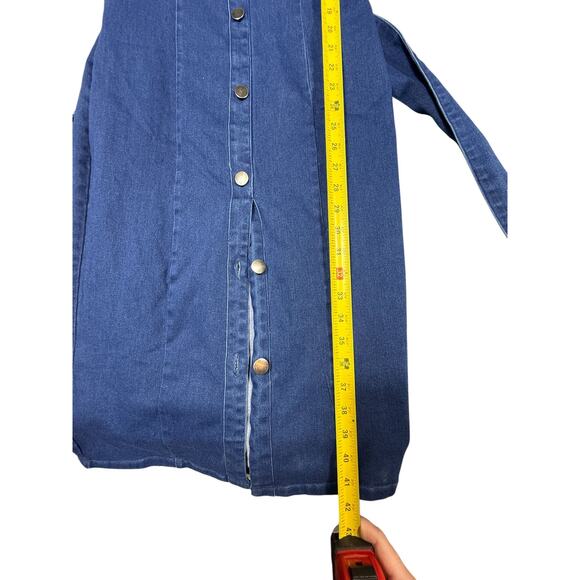 NEW- NWT Jealous Tomato Denim Puff Sleeve Button Dress Blue Medium - Picture 5 of 7